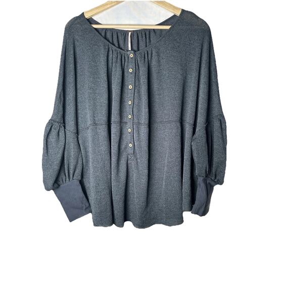 Free People Maria Henley Top Womens Sz XS Oversized Boho Dolman Sleeve Bohemian - Picture 1 of 9